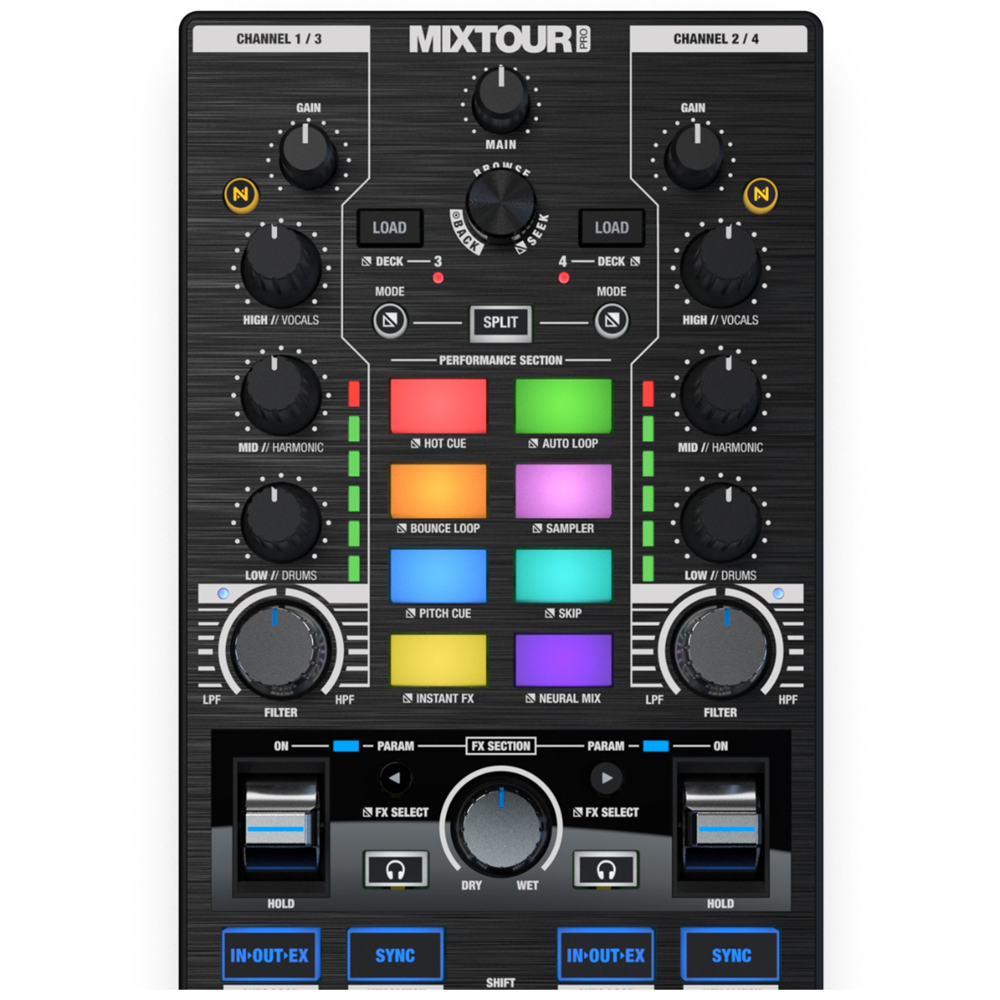 RELOOP MIXTOUR PRO DJコントローラー Reloop Mixtour-Pro All-in-One Four-Deck DJ Controller