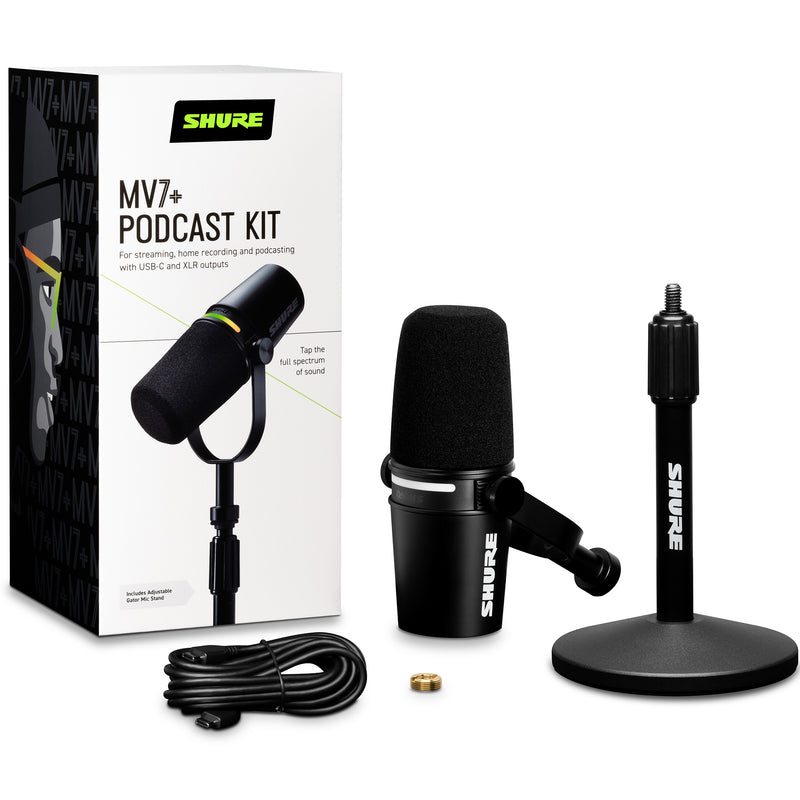 Shure MV7+-K-BNDL Xlr/USB Speech Microphone Black + Stand