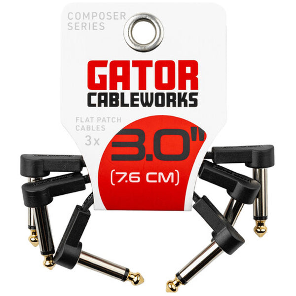 Gator GCWC-FPC3-3PK Flat Patch Cable Right Angle 3Pk 3In