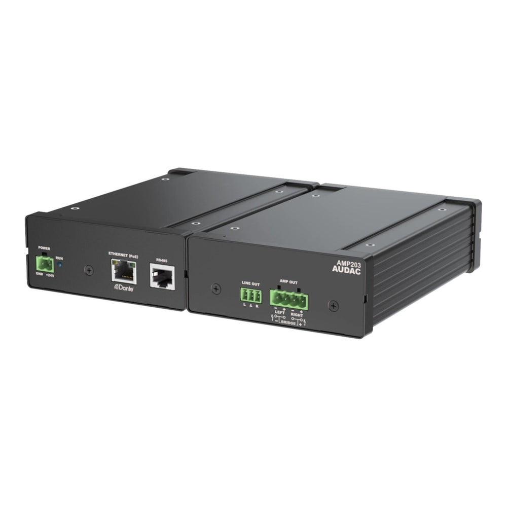 Audac AMP203 Dante PoE Stereo Amplifier 2X30W