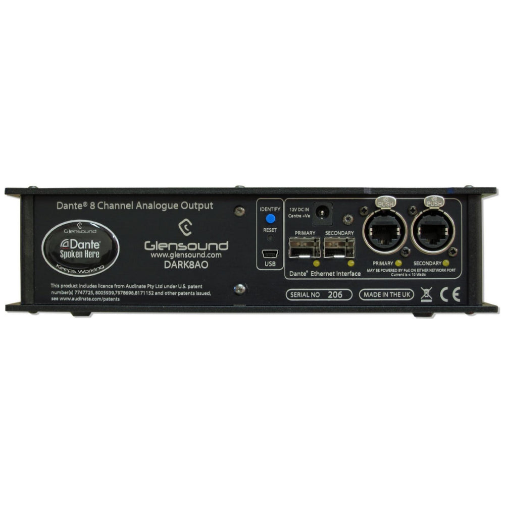 Glensound DARK8O - Portable 8 Channel Dante/AES67 Analogue Network Audio Interface