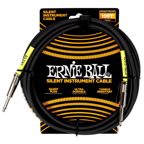 Câble d'instrument silencieux Ernie Ball 6472EB en acier inoxydable, 3 m, noir