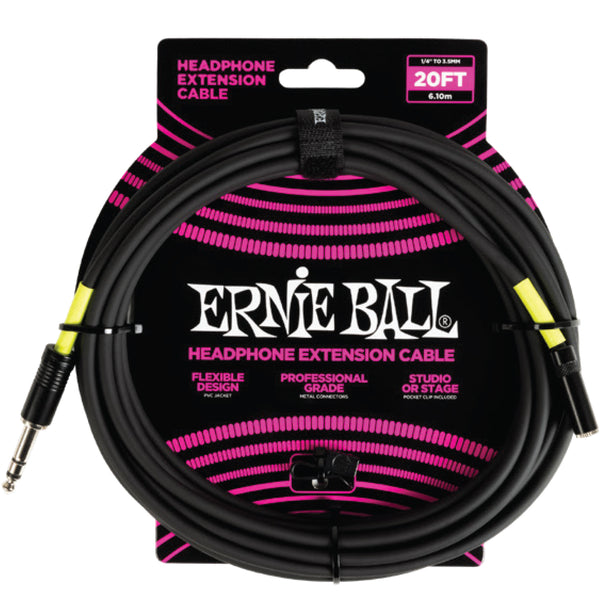Ernie Ball Headphone Ext Cable 1/4inch-3.5MM-20FT