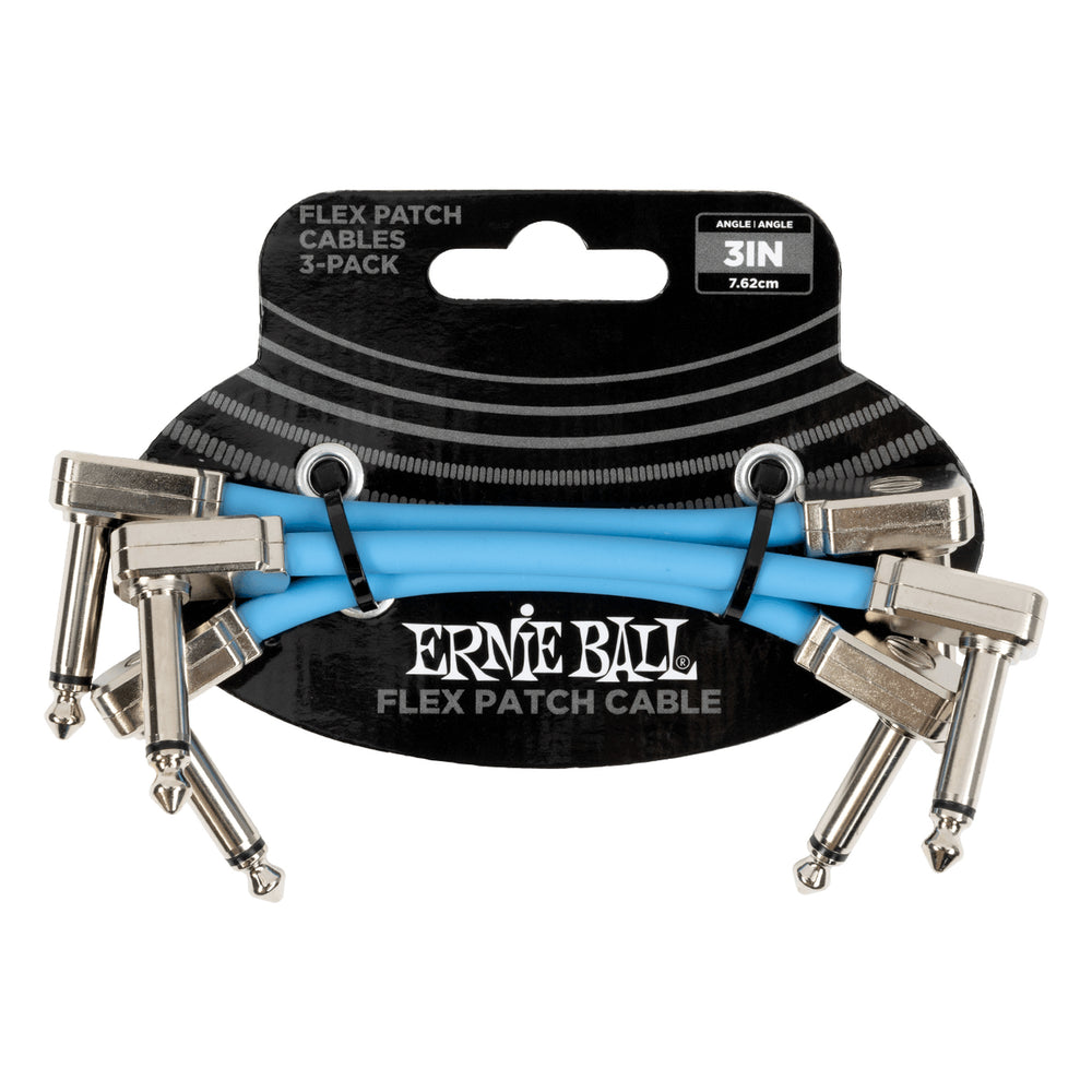 Ernie Ball 6459EB Flex Patch Cable 3in - Blue (3 Pack)