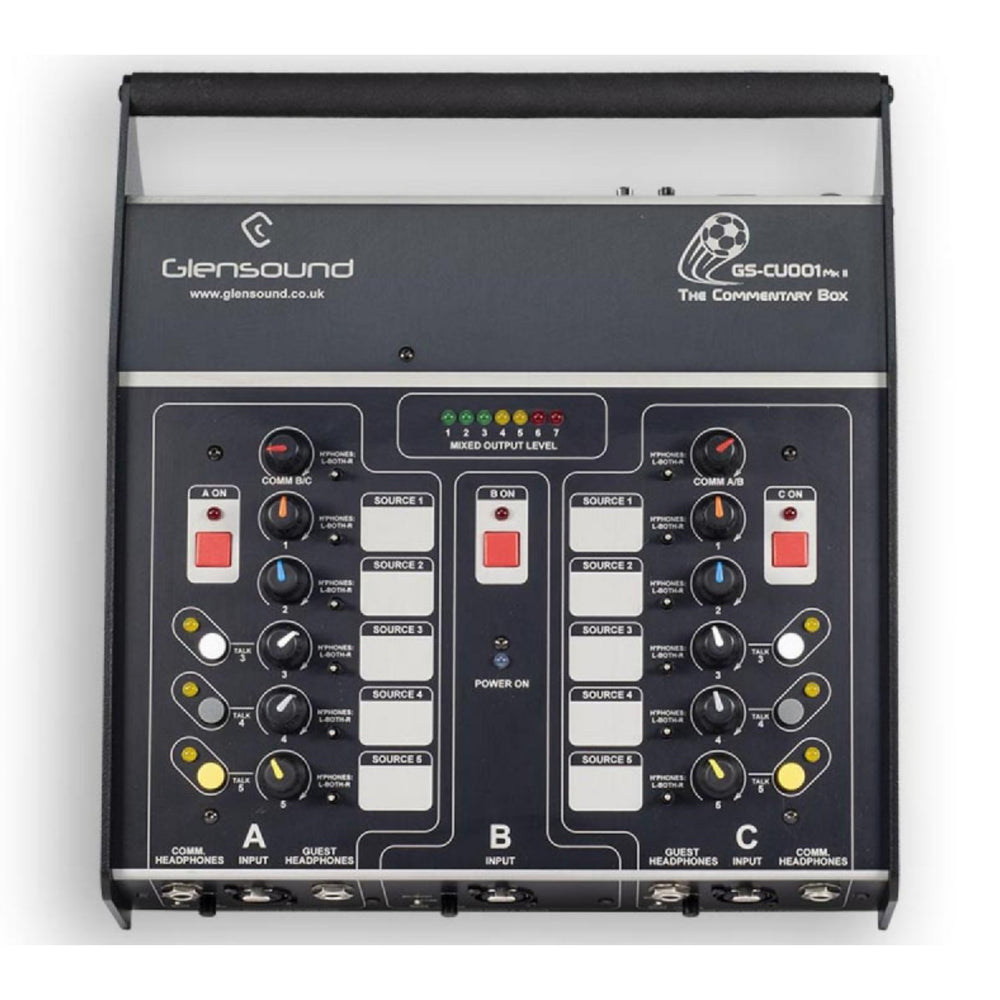 Glensound GS-CU001B/1 MkII - Three Commentator Unit With Electronic Balancing