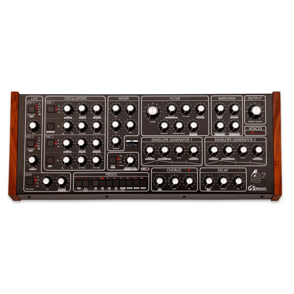 GS Music e7 - Analog Polyphonic Synth - Black/Red