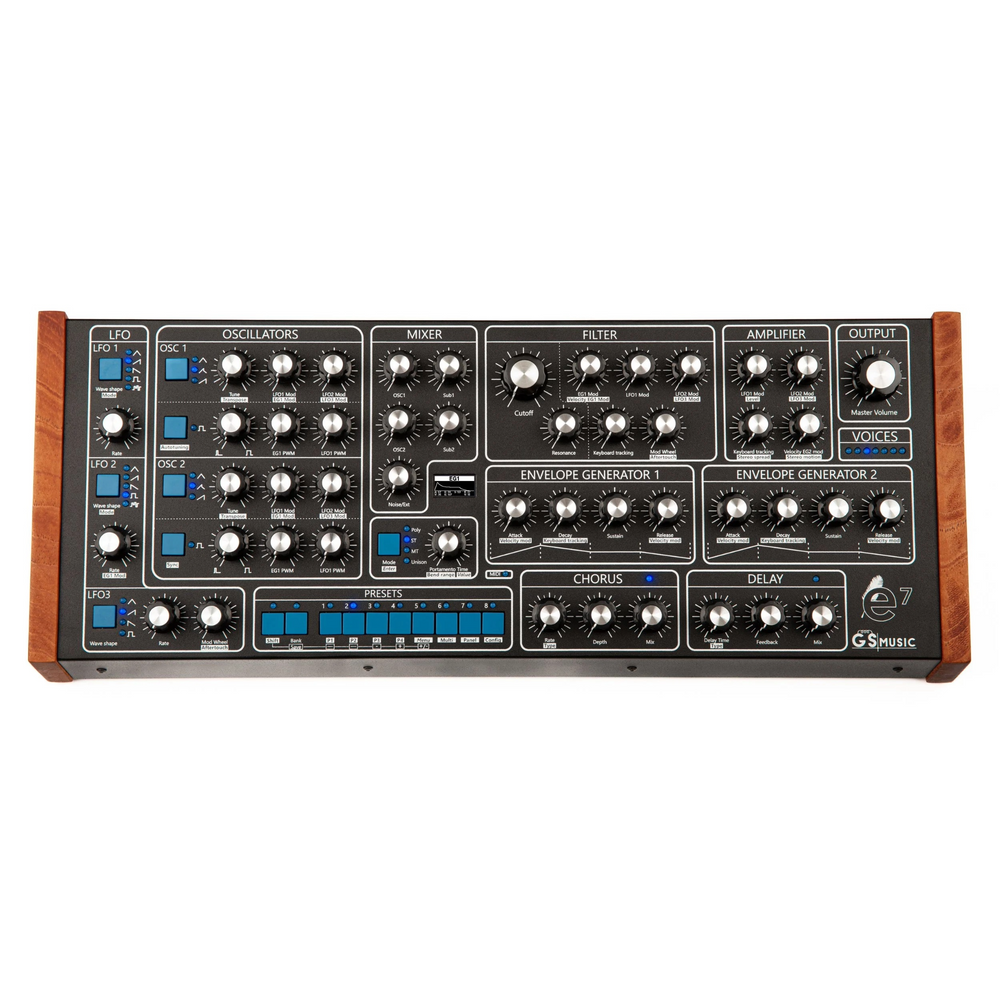 GS Music e7 - Analog Polyphonic Synth - Black/Blue