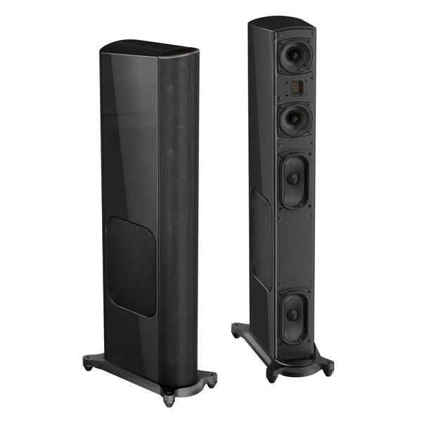 Enceinte colonne GoldenEar T66 noire brillante avec caisson de basses 1 000 W