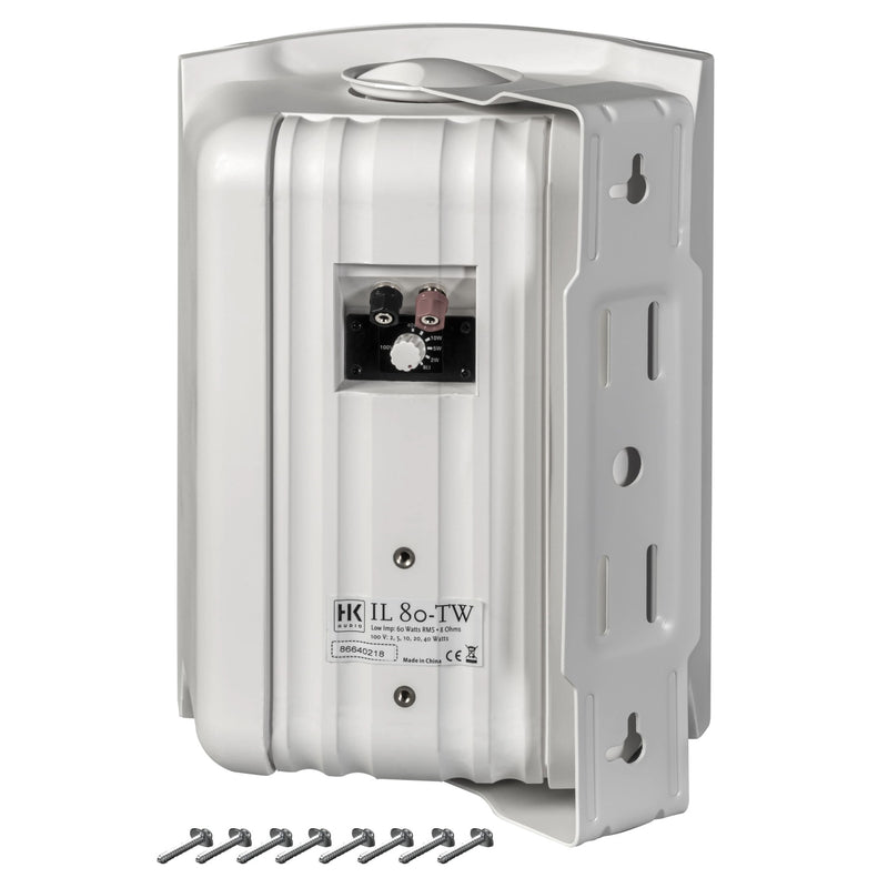 HK Audio IL80-TW Compact Speaker Install 100V 5 Taps 8 ohm (White) - 8"