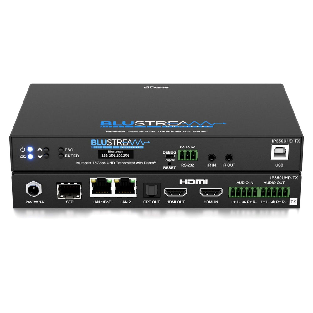 Transmetteur AVoIP Blustream IP350UHD-TX 18 Gbit/s avec Dante