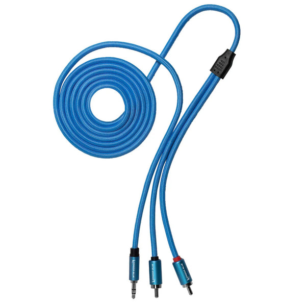 Kondor Blue Dual Male Rca To 3.5 Stereo Mini Trs Cable 6Ft