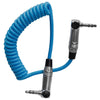 Kondor Blue 3.5Mm Right Angle Trs Stereo Audio Cable 12"