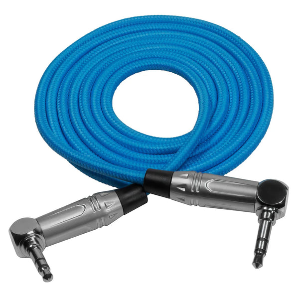 Kondor Blue 3.5Mm Right Angle Trs Stereo Audio Cable 48"