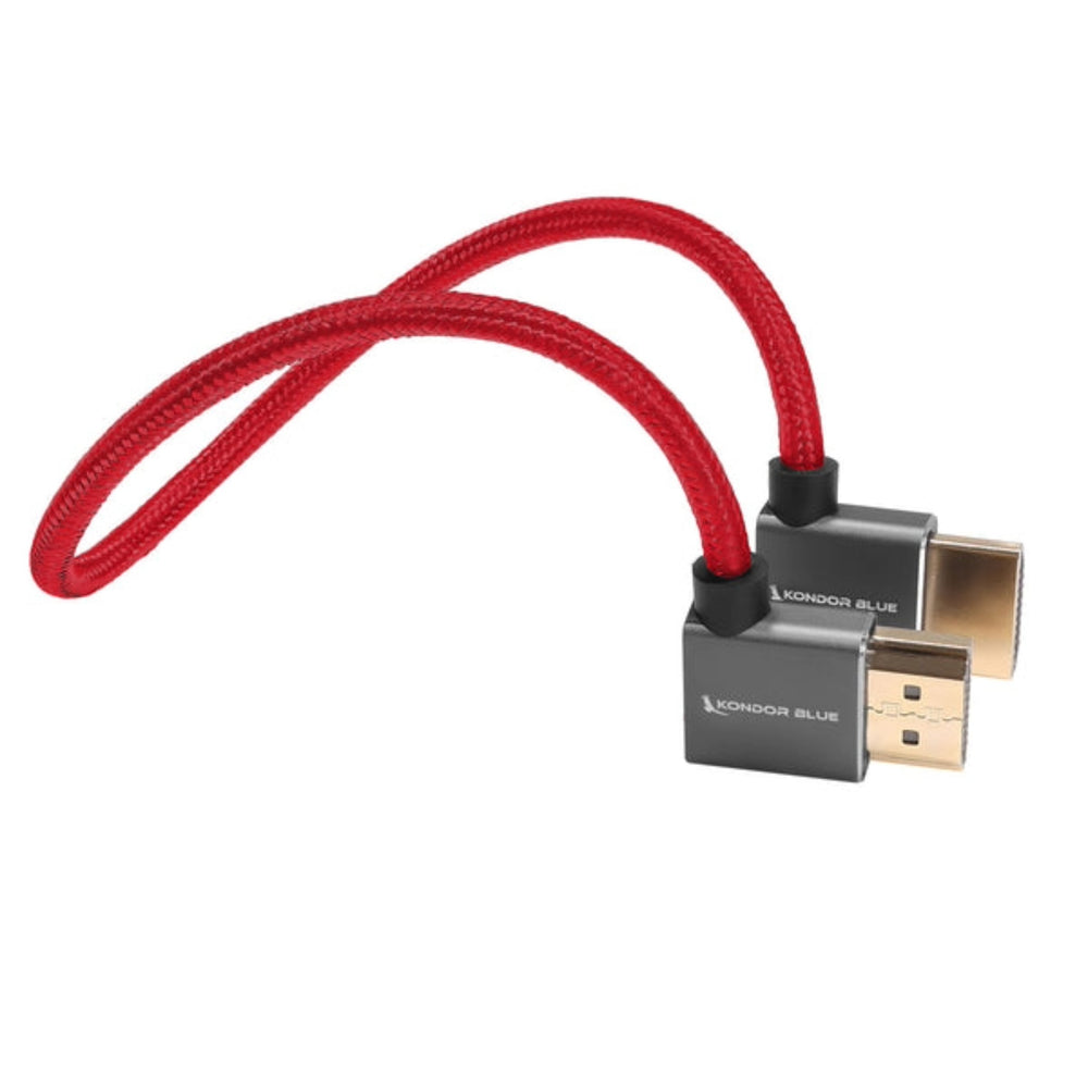 Kondor Blue Right Angle To Left Angle HDMI Cable 12” Red