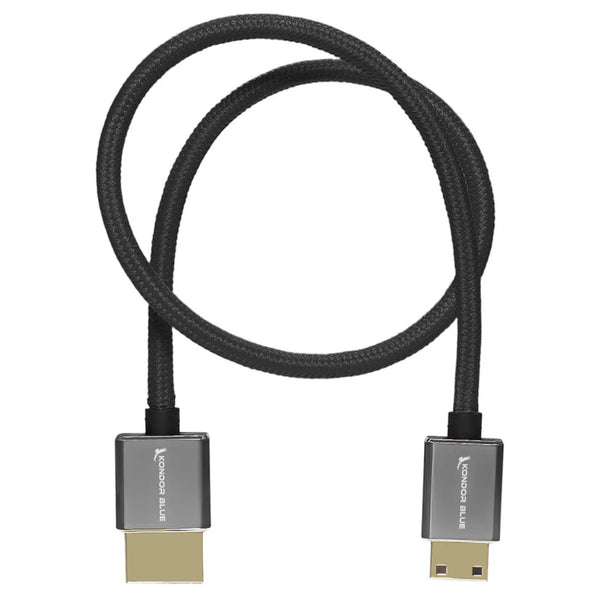 Kondor Blue Mini Hdmi To Hdmi 16" Straight Cable Black