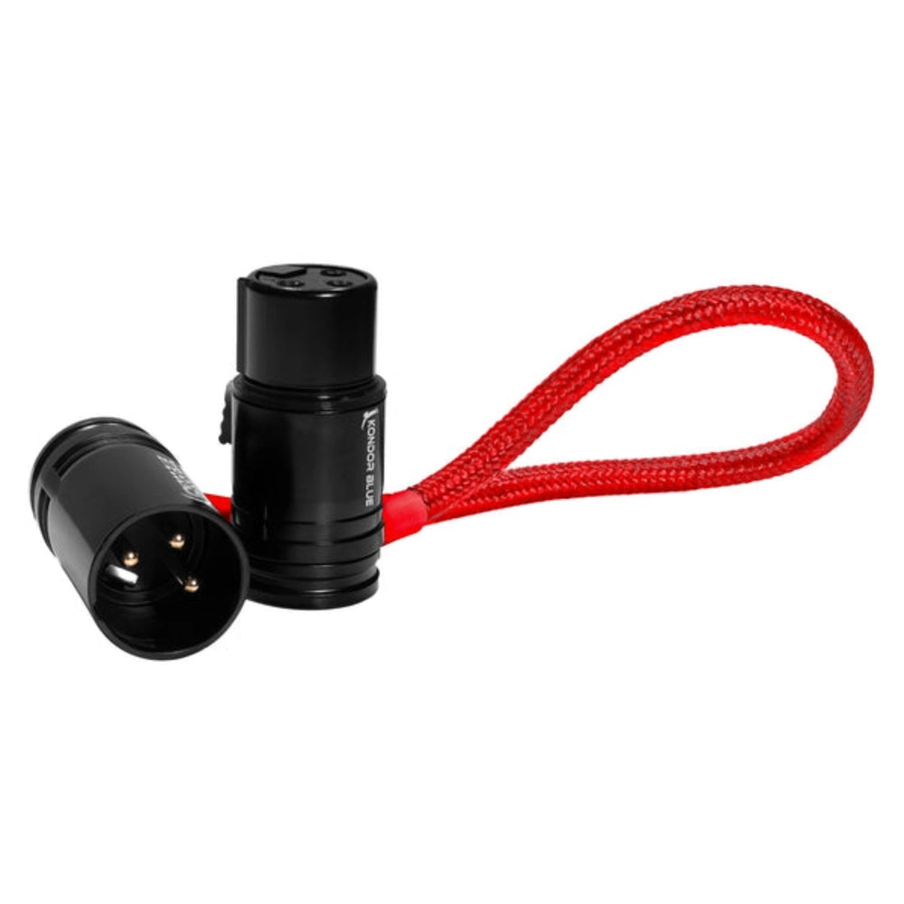 Kondor Blue Straight Right Angle XLR Cable 8" Red