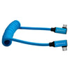 Kondor Blue 12-24" Coiled USB-C 3.2 Right Angle Braided Cable for 8K Data and Power Delivery