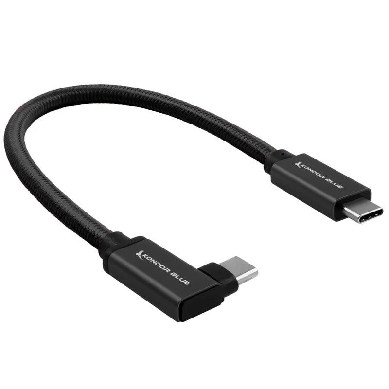 Kondor Blue Usb C To Usb C Cable Right Angle 8.5" Black