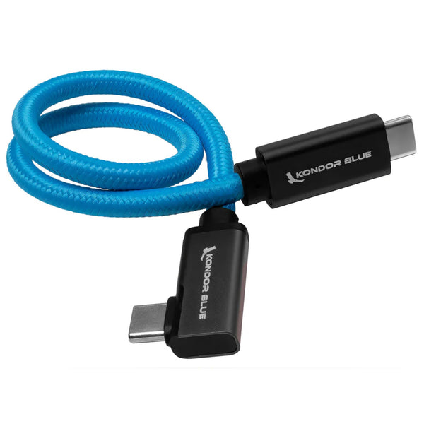 Kondor Blue Usb C To Usb C Cable Right Angle 12"