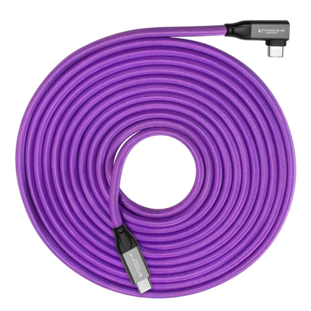 Kondor Blue Tether USB-C 3.2 Cable Right Angle 15Ft