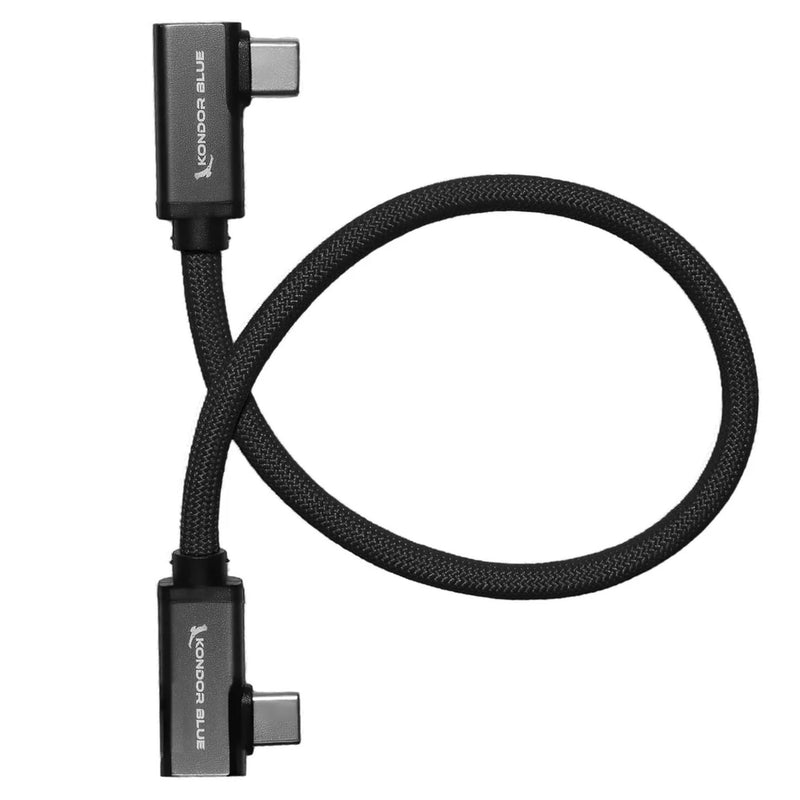 Kondor Blue Dual Right Angle USB Cable 12" Black