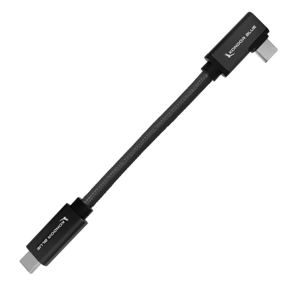 Kondor Blue Usb C To Usb C Cable Right Angle 6"Black
