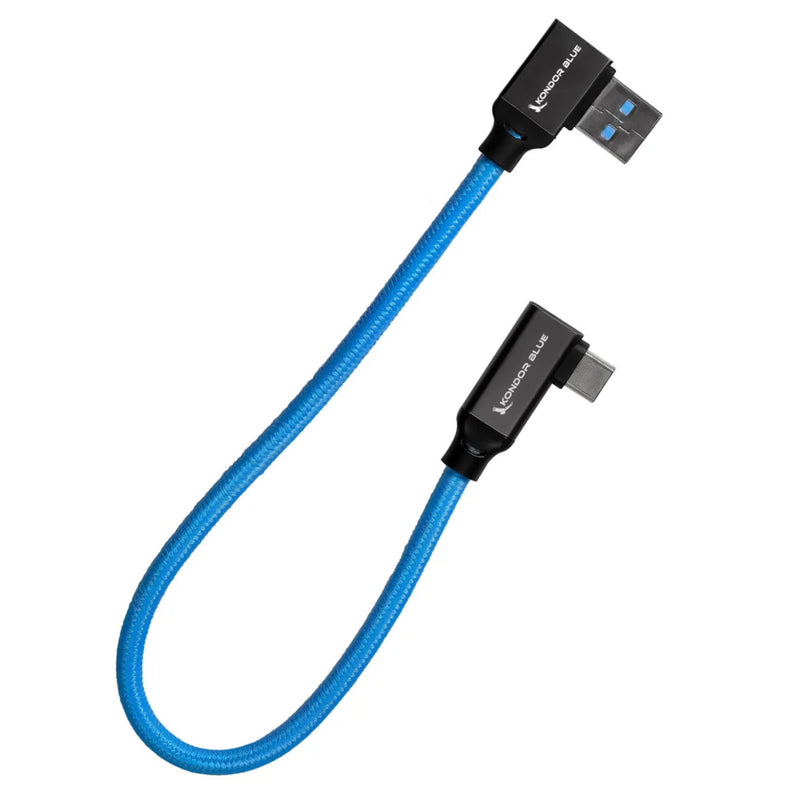 Kondor Blue Usb-C To Usb-A Right Angle To Right Angle 12”
