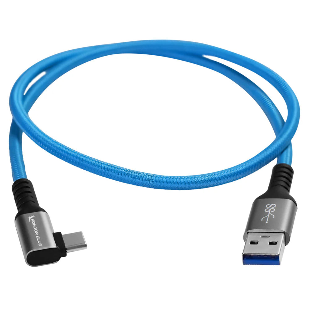 Kondor Blue Usb A To Usb C Right Angle High Speed Data 2Ft
