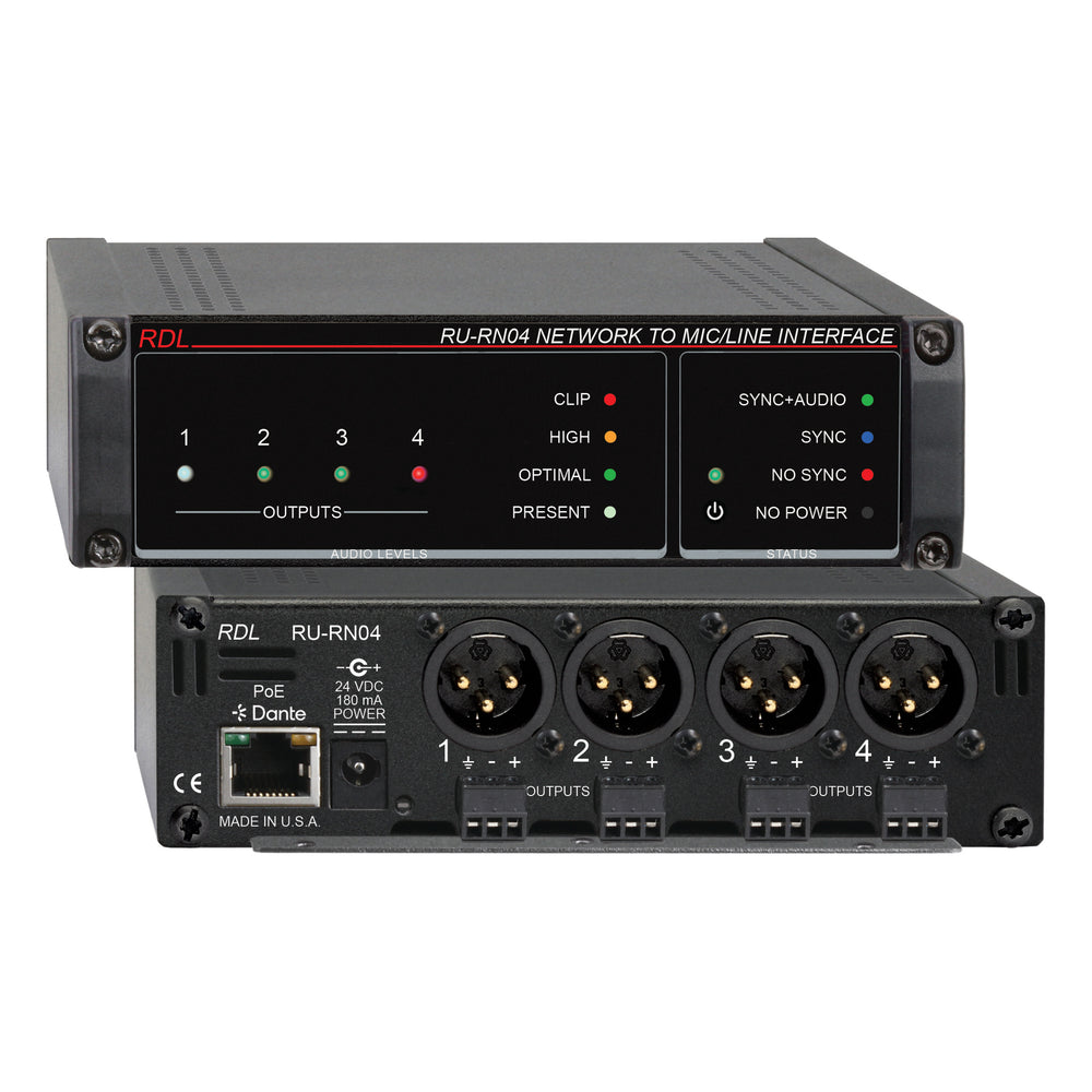 RDL RU-RN04 Dante To Mic/Line Interface 0X4
