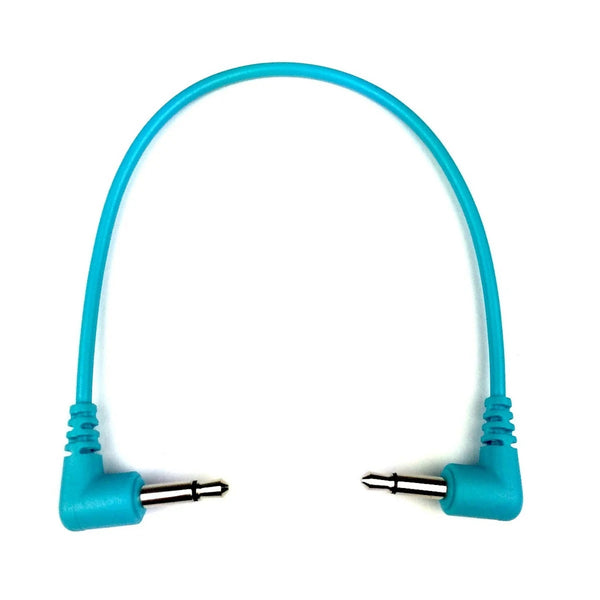 Câble de raccordement Eurorack coudé à droite Tendrils 15 cm cyan, lot de 6