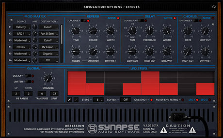 Synapse Obsession Vst/Au/Aax - Analog-Modeling plug-in based on the vintage OB-XA synthesizer