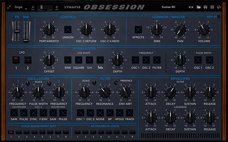 Synapse Obsession Vst/Au/Aax - Analog-Modeling plug-in based on the vintage OB-XA synthesizer