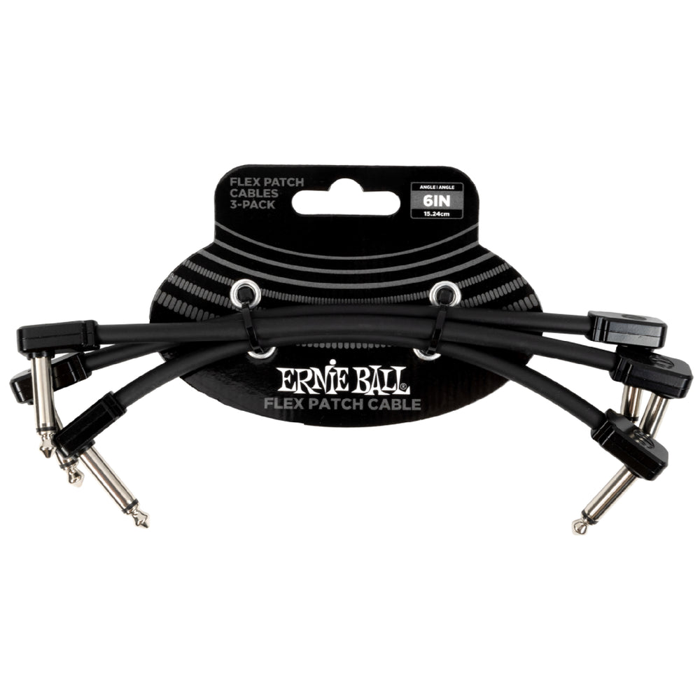 Ernie Ball 6444EB Câble patch flexible 15 cm - Noir (Lot de 3)