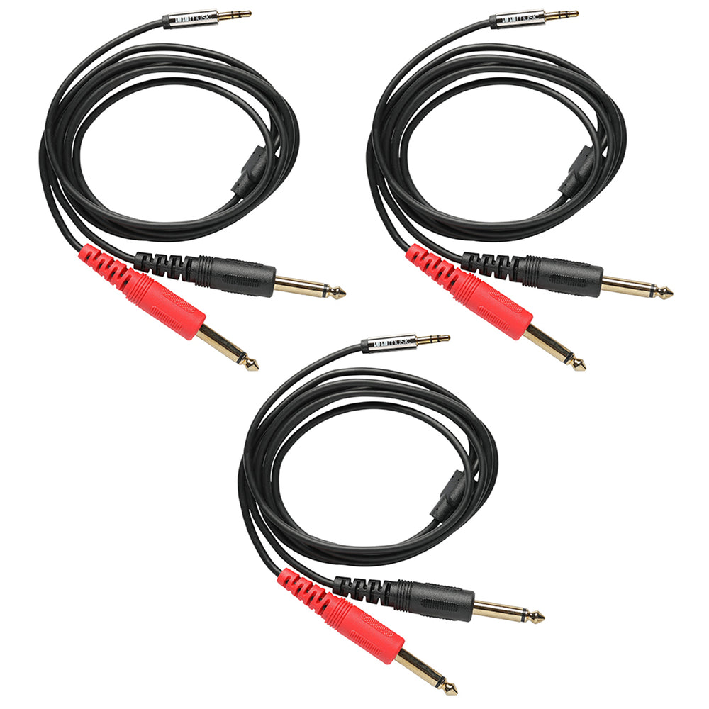 1010Music 3.5 MM Male To 6.35MM Male Breakout Cable 3 Pack