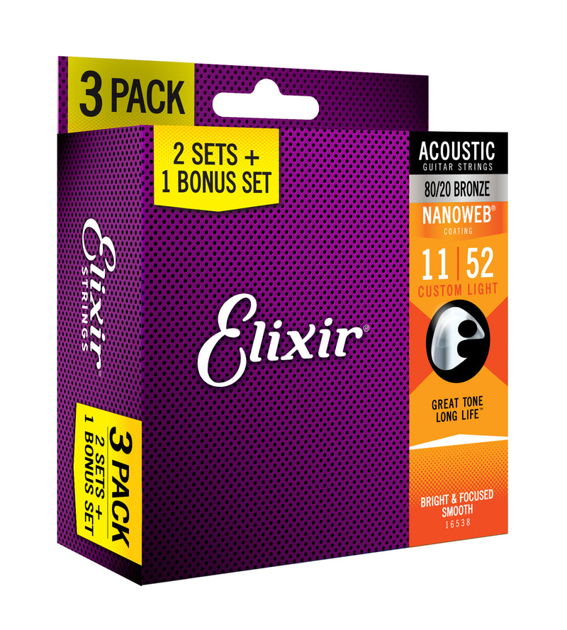 Elixir 2-1Acous 80 20 BR NW Coating 11027 3 Packs
