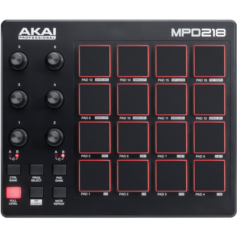 Akai MPD218 Midi-over-USB pad controller